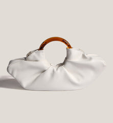 ruched clutch with tortoiseshell ring handle – VERA