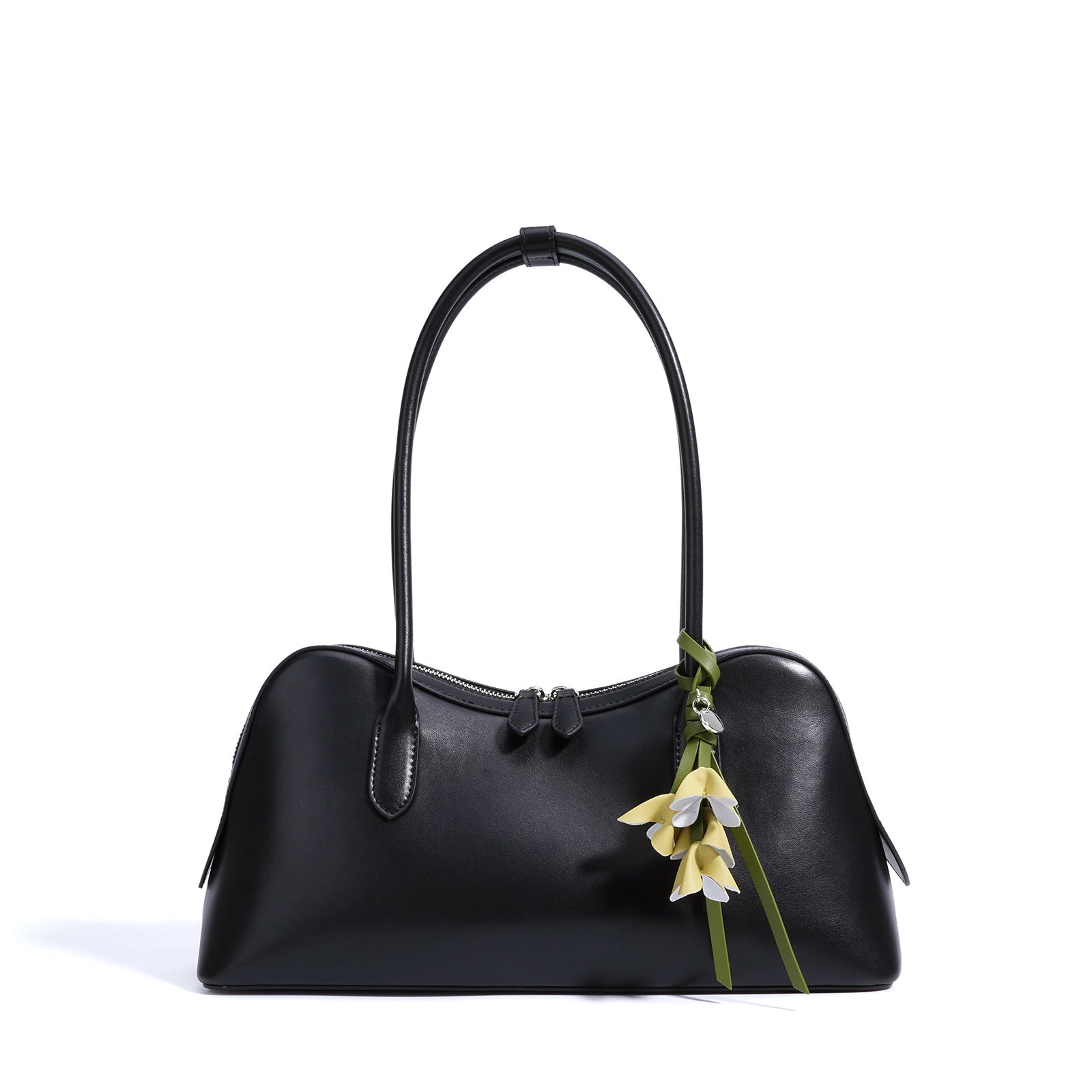 floral charm baguette bag with double handles – BLIOM