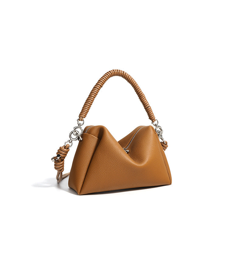 geometric leather handbag with coiled handle – SIENNA