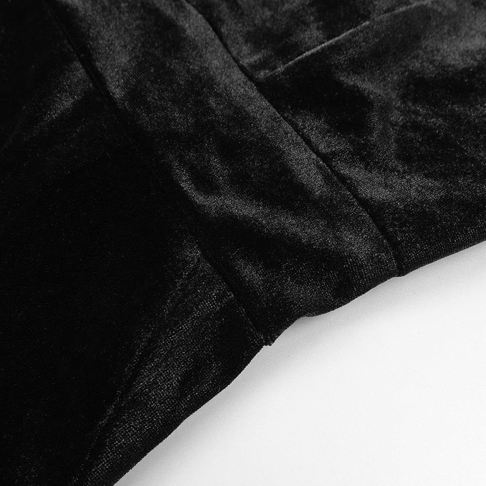 Off-shoulder velvet midi dress with lace trim – Gergana