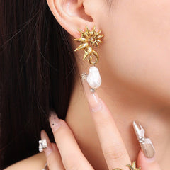 sunburst pearl drop earrings - AUVRA