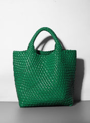 woven leather tote bag with top handles - Aaatrti