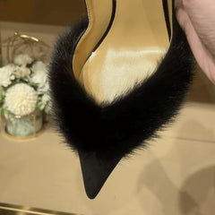 pointed-toe stiletto heel with fur trim - Nolza
