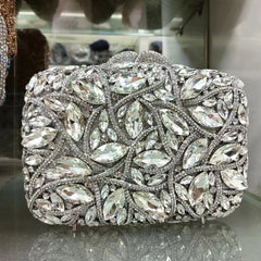 crystal embellished clutch with floral design - Enduri