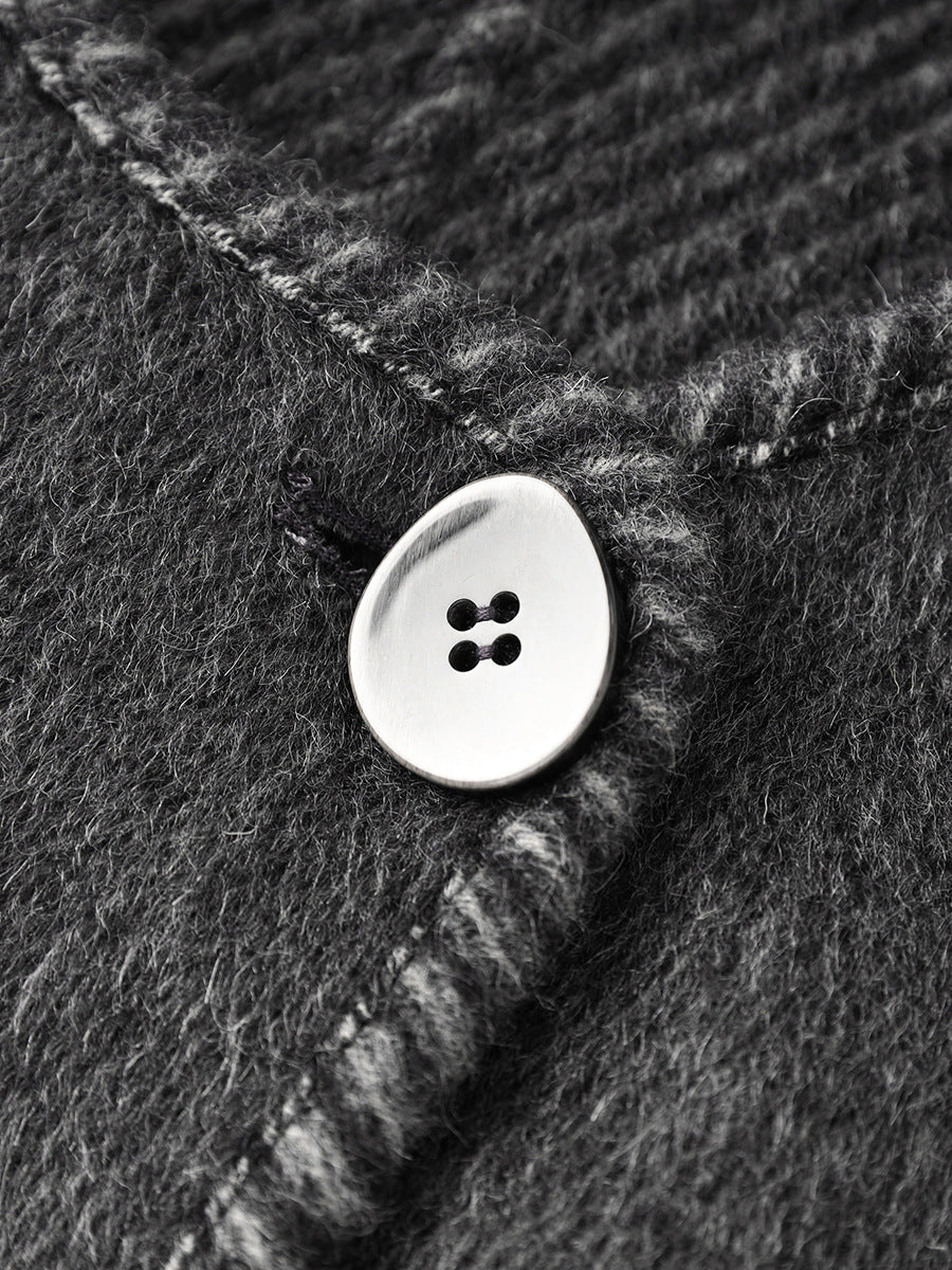 wool-blend coat with ribbed scarf collar - GREYSONY