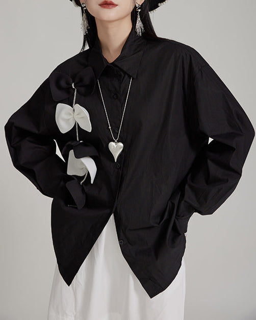 Button-down shirt with bow detailing - Bilky