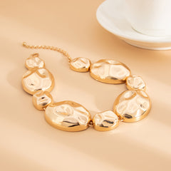 Chunky hammered oval necklace with organic links - Mastil