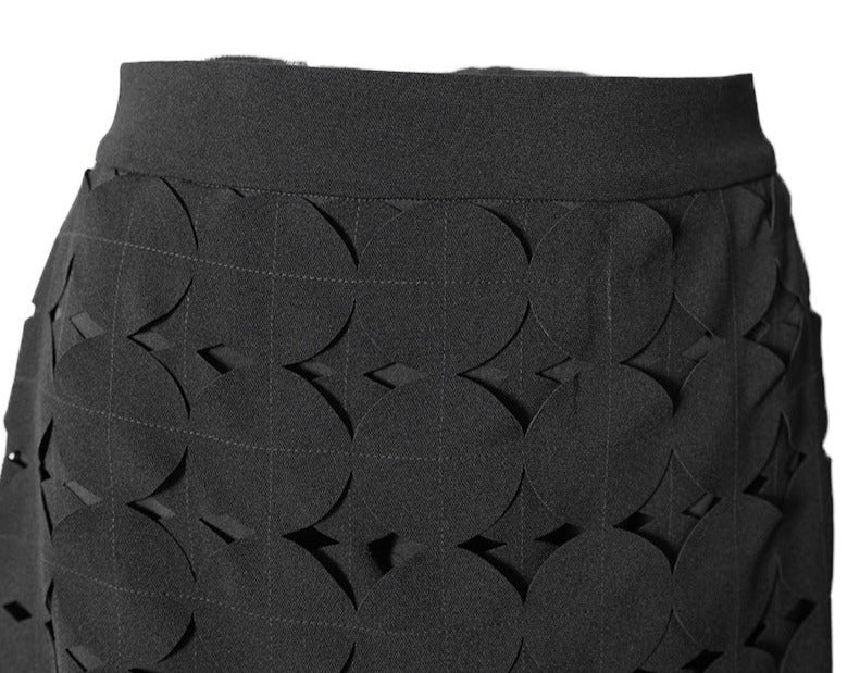 high-waist circle-cut skirt with cascading appliqué - Teisha