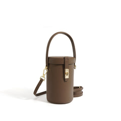cylindrical top-handle crossbody bag with lock detail – ELINESE