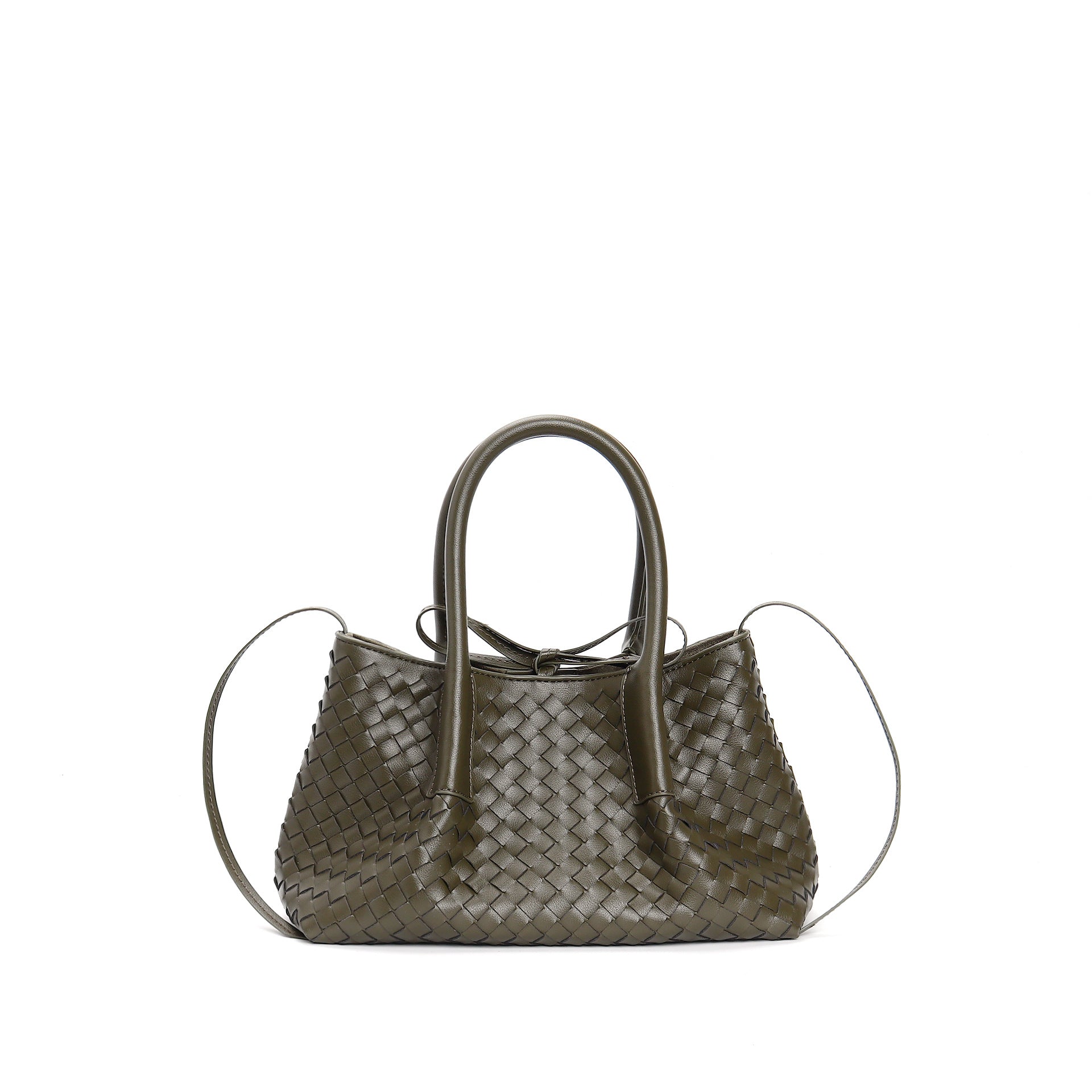 woven leather mini tote bag with tie closure - LIQTA