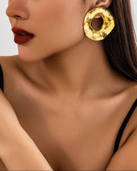 textured open disc earrings in antique silver – ARDENA
