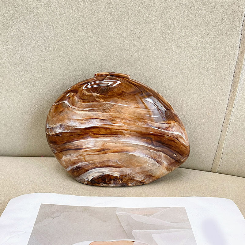 Marbled circular clutch with metallic accents - Nikru