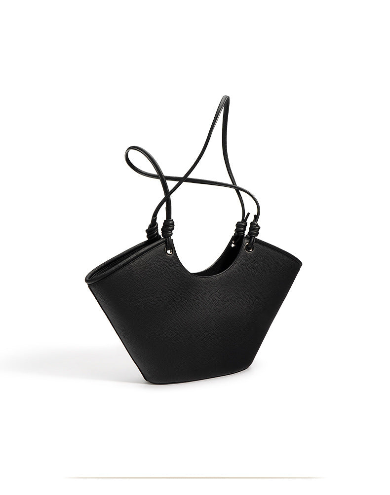 textured trapeze shoulder bag with knot straps - MAXA