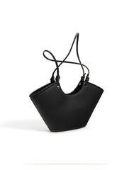 textured trapeze shoulder bag with knot straps - MAXA