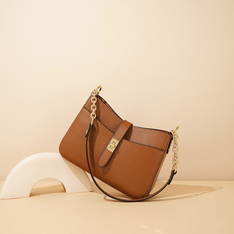 shoulder bag with gold chain strap – IVORY