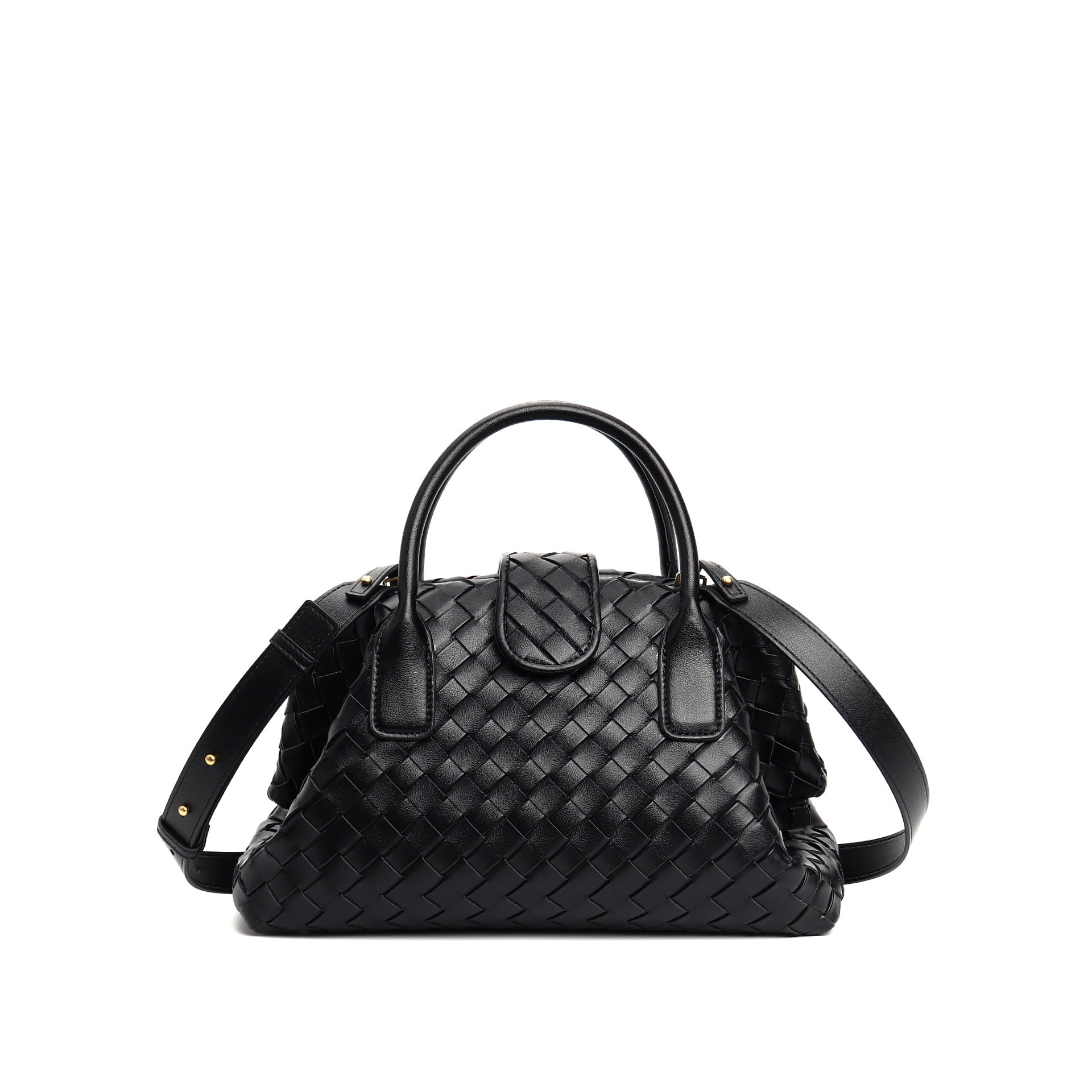 woven leather bag with magnetic flap - REINZA