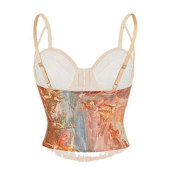printed mesh corset top with renaissance artwork – ADELIA