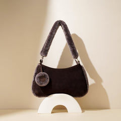 plush faux-fur shoulder bag with charm – COCOA