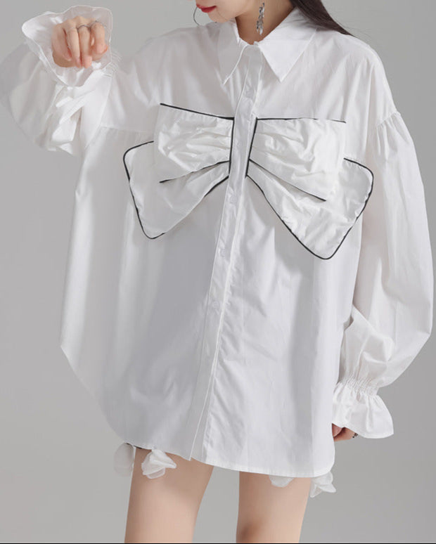 oversized shirt with bow detail and puffed sleeves - Bulji