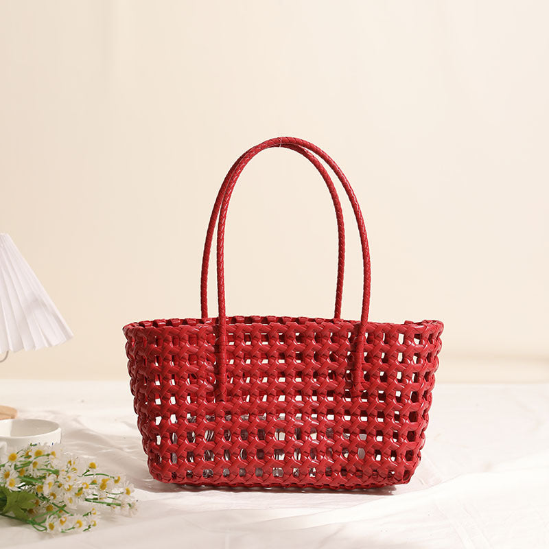 Woven black tote bag with braided handles - Qilna