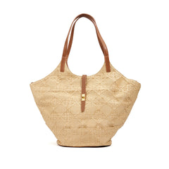 extured woven tote bag with leather strap closure – SIENNA