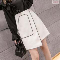 Asymmetric mini skirt with contrast pocket trim – Zinja