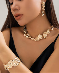 molten textured jewelry set with sculpted edges – ASTRA
