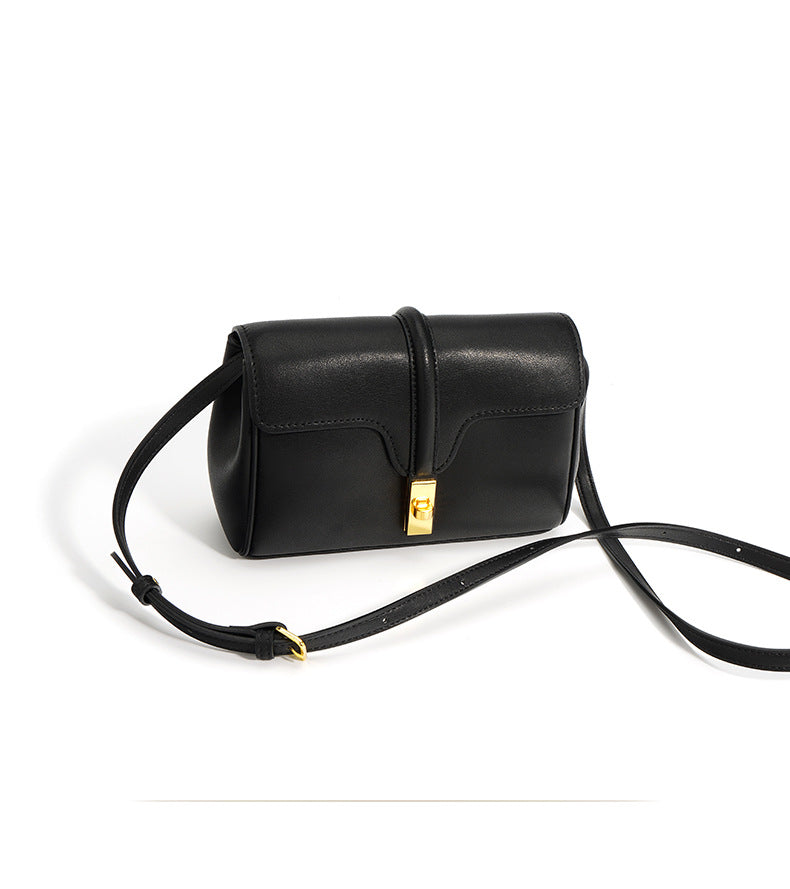 structured flap shoulder bag with gold-tone lock - INES