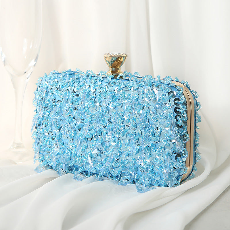 Pleated sequin clutch with diamond-shaped clasp - Puty