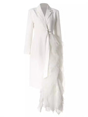 long tailored blazer dress with cascading ruffle detail - Jomali
