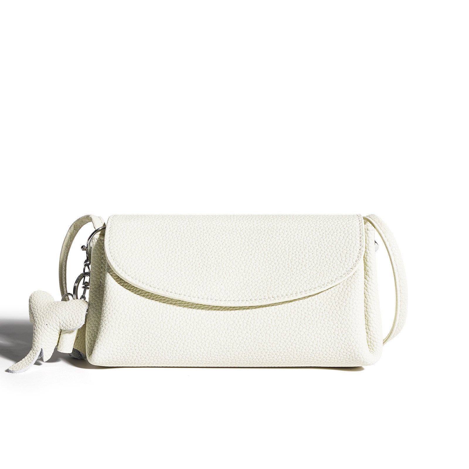 textured flap crossbody bag with elephant charm - NOMA