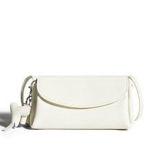 textured flap crossbody bag with elephant charm - NOMA