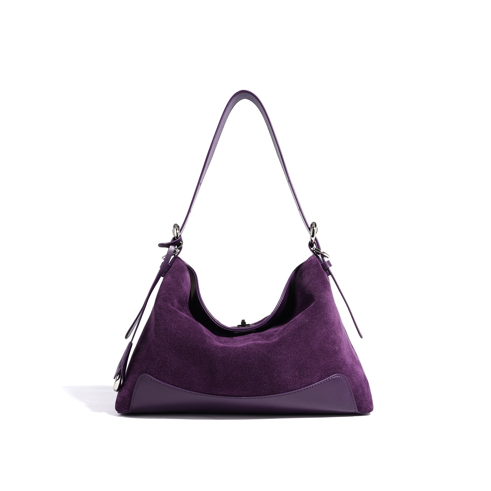 suede crescent hobo bag with leather trim – VERAL