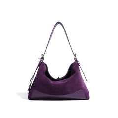 suede crescent hobo bag with leather trim – VERAL