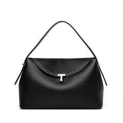 curved flap handbag with contrast stitching – TESSA