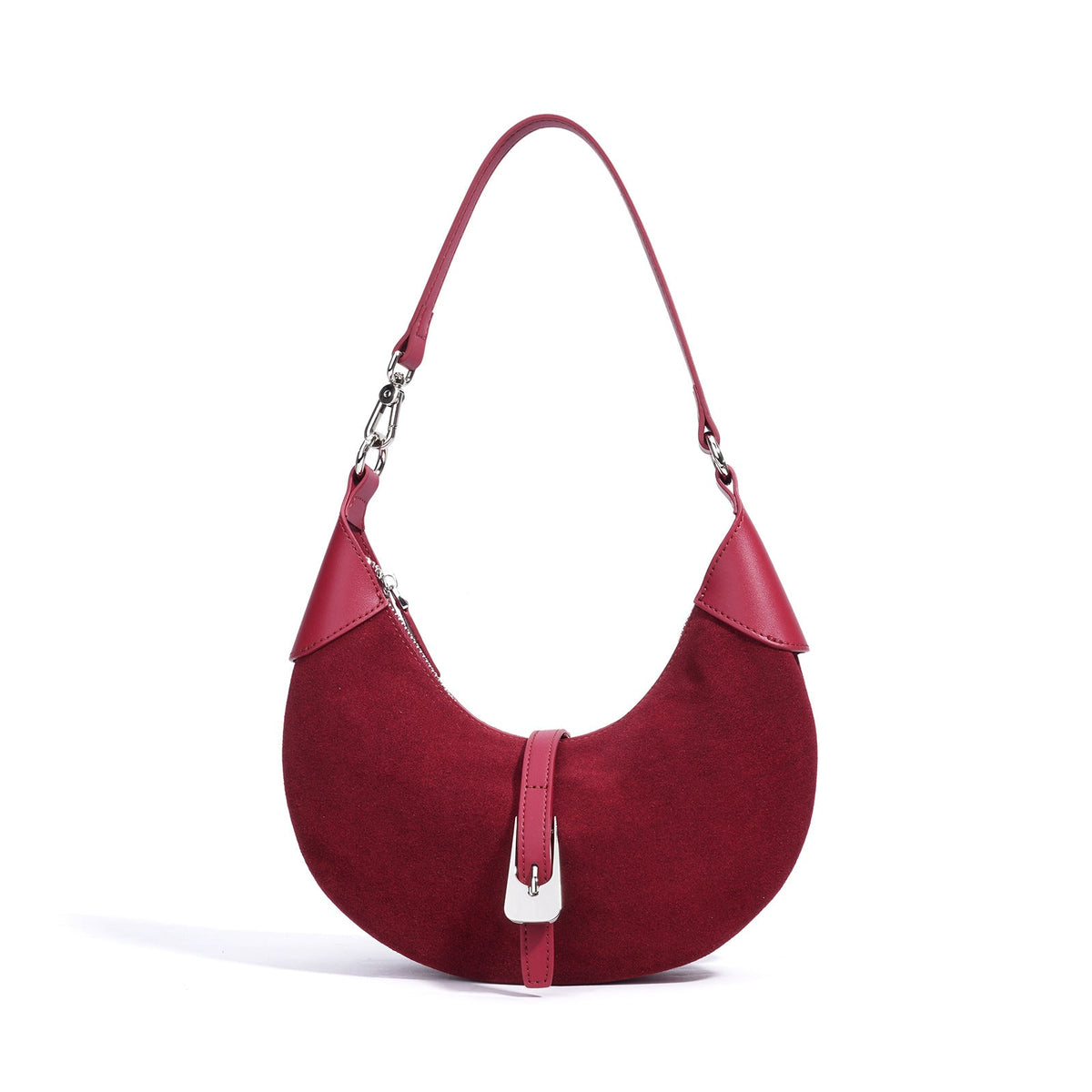 crescent shoulder bag with contrast suede panel - DORSA