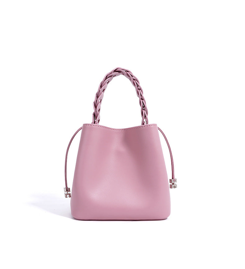 mini bucket bag with braided top handle - LUXA