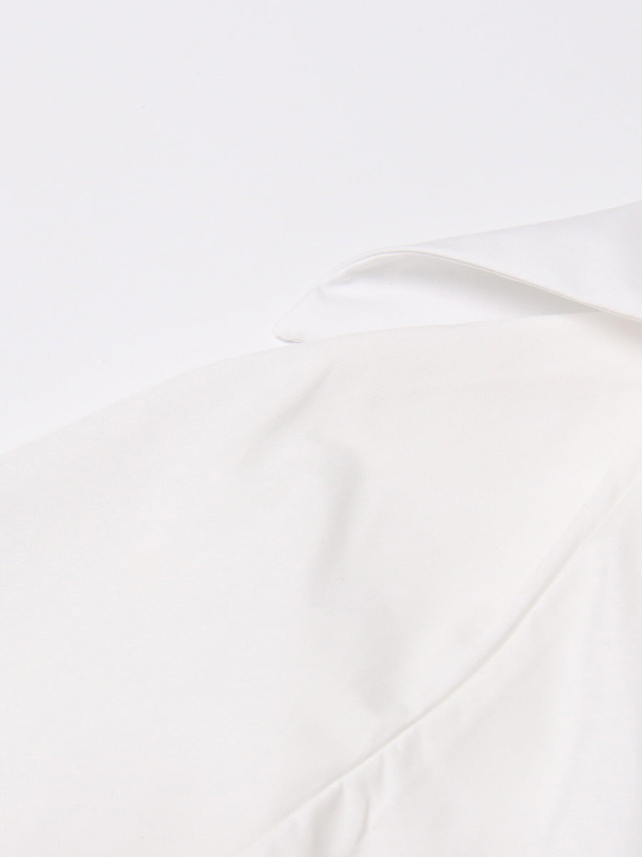 long-sleeve cropped blouse with ruched hem - Fenok