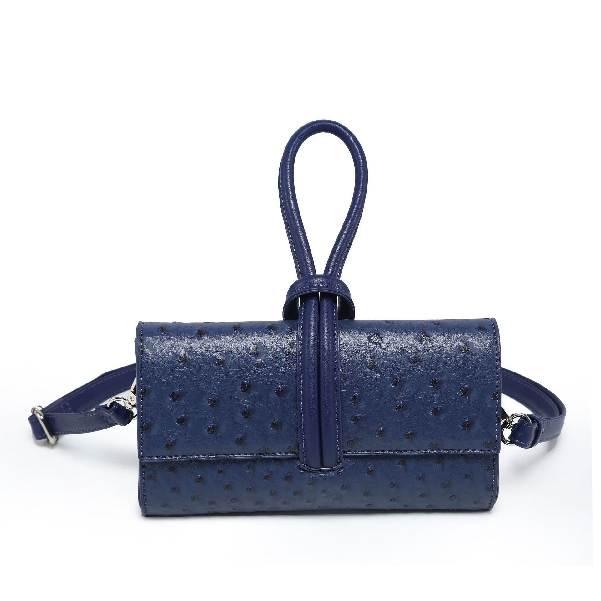 ostrich-textured crossbody clutch with loop handle – EVERLY