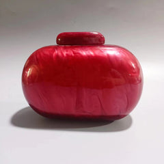 Marbled acrylic clutch with metal ring handle - Sundi