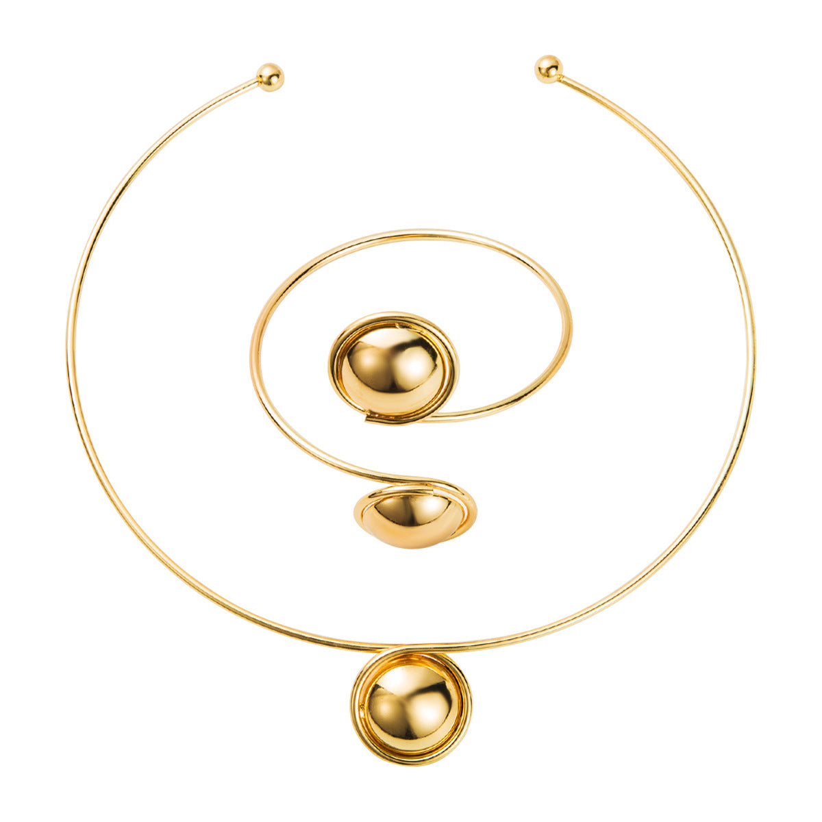 metal sphere choker and open cuff bracelet set - NOVAX