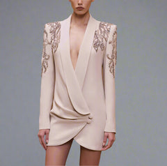 embellished blazer dress with draped skirt – Sooly