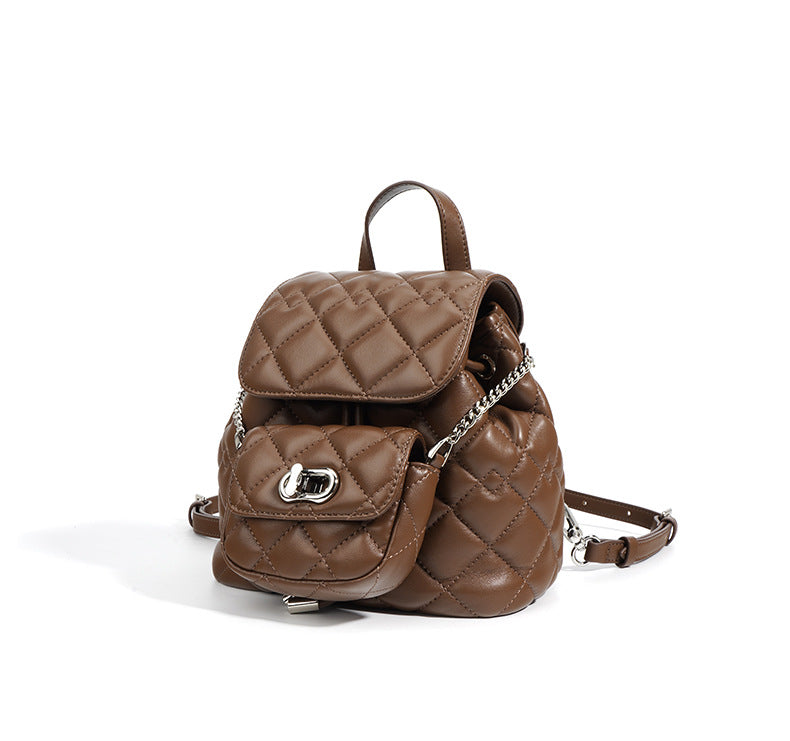 quilted mini backpack with chain detail – RUBY