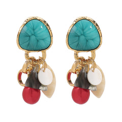 turquoise stud earrings with multicolor drop charms - ALBAK