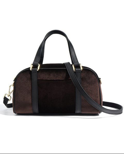 Structured velvet duffel bag with contrast straps – LANYLA