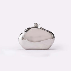 Sculpted oval clutch with metallic finish - Sulji