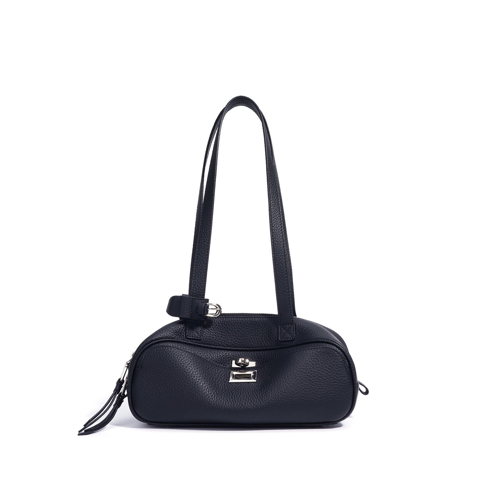 mini shoulder bag in sky blue pebbled leather – AZURA
