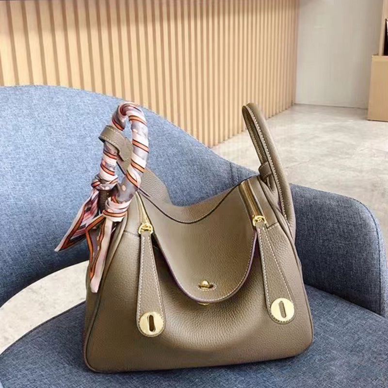 top-handle flap bag with soft grain leather finish - LÉTA