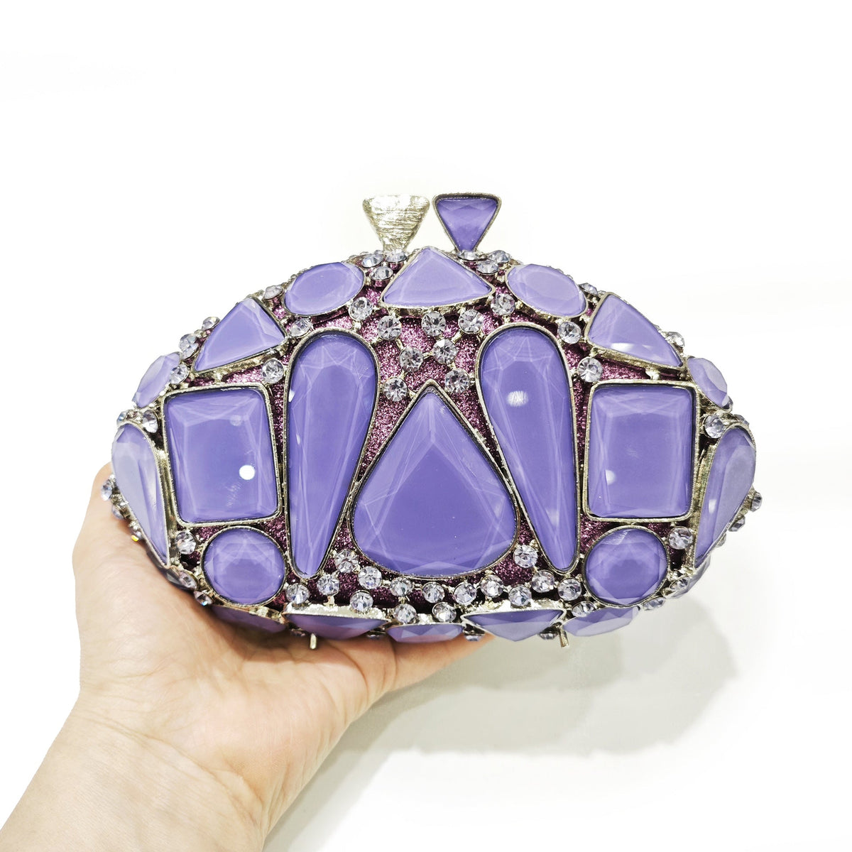 Embellished gemstone clutch with metallic accents - Abrilu