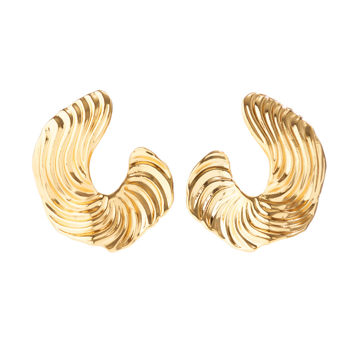 sculpted wave hoop earrings in polished gold – MARINA